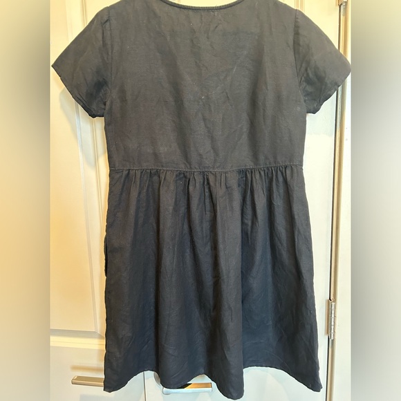 Madewell Black Linen-Blend Alexandra Button-Front Mini Dress XS (x-small) - Picture 5 of 7
